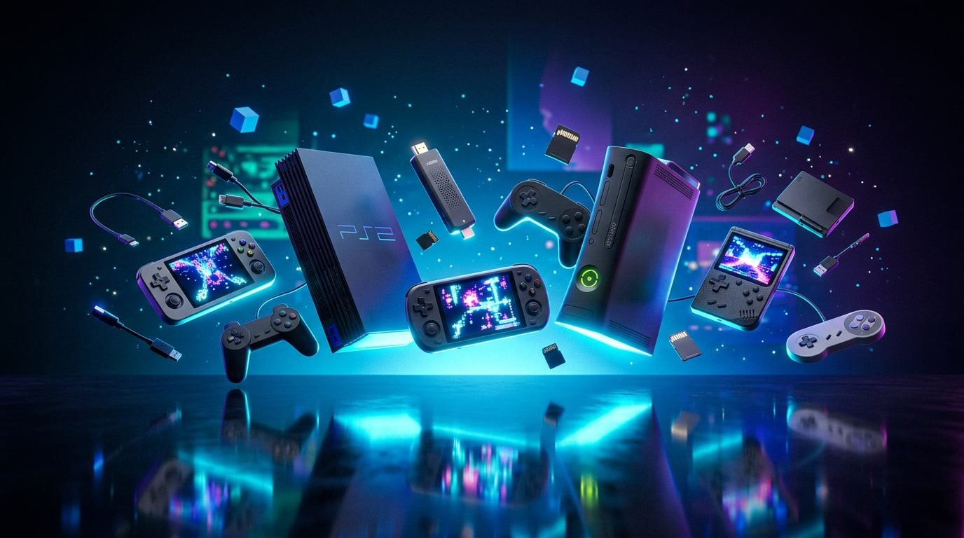 Consoles port&aacute;teis retr&ocirc; da RetroMax Games