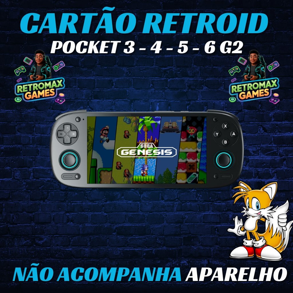 Cartão com Jogos para Retroid Pocket RP3 / RP4 / RP5 / RP6 / G2 / Flip 2
